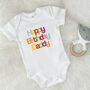 Happy Birthday Babygrow In Multicolour, thumbnail 3 of 6