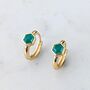Green Onyx Tiny Hexagon Hoop Earrings 18ct Gold Plated, thumbnail 1 of 8