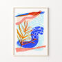 Blue Abstract Leaf Art Print, thumbnail 2 of 12