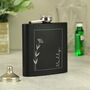 Personalised Monochrome Floral Name Black Hip Flask, thumbnail 6 of 7