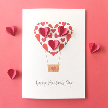 Valentines Paper Heart Hot Air Balloon Card, 4 of 6