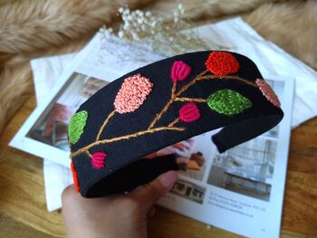 Linen Headband With Hand Embroidered Flower, 7 of 12