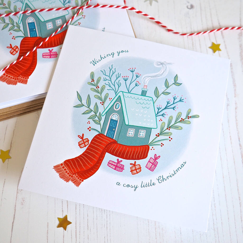 Cosy Cottage Christmas Pack Of Four Cards By Watercolour Sky ...