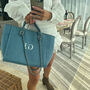 Personalised Monogram Canvas Tote Bag In Blue, thumbnail 4 of 4