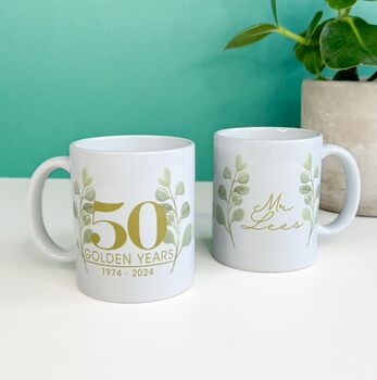 Mr And Mrs Personalised Golden Wedding Anniversary Mugs, 4 of 4