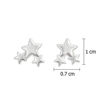 Sterling Silver Three Star Cluster Stud Earrings, 2 of 8
