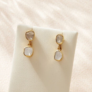 Double Drop Antique Style Diamond Stud Earrings, 3 of 4
