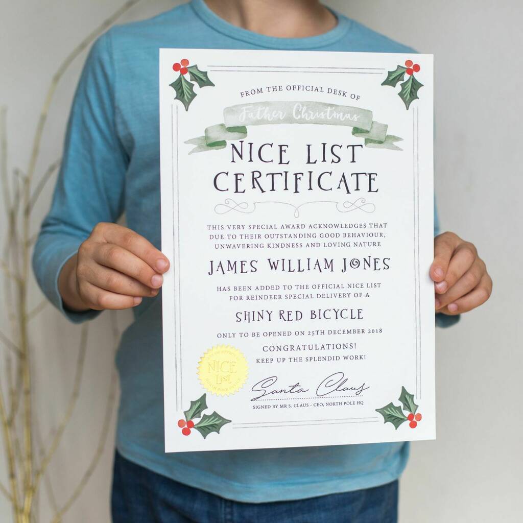 Santa's Nice List Christmas Certificate, 1 of 5