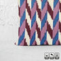Pink, Blue And Burgundy Cotton Ikat Cushion Cover, thumbnail 6 of 8