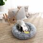 60cm Grey Soft Plush Donut Dog Cat Bed Cushion, thumbnail 1 of 7