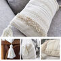 Beige Rectangle Boho Pillow Case With Tassels, thumbnail 4 of 4