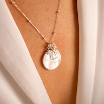 Sterling Silver Mother Of Pearl Charm Necklace, 2 of 10