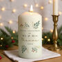 Personalised Christmas Foliage Pillar Candle, thumbnail 1 of 6