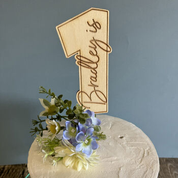 Personalised Wooden Number One Cake Topper 1st Birthday, 2 of 4