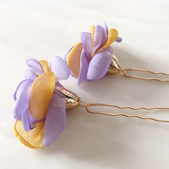 Purple And Yellow Floral Hair Pin Set, 6 of 6