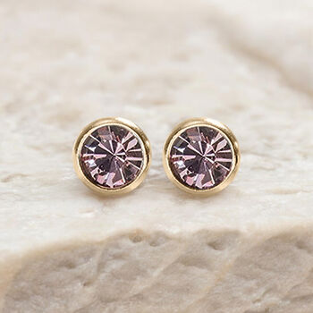 Yellow Gold Plated June Alexandrite Birthstone Stud Earrings, 4 of 8