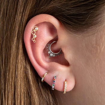 14 Carat Gold Conch Helix Barbell Earring, 4 of 6