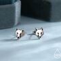 Wolf Head Stud Earrings In Sterling Silver, thumbnail 1 of 12