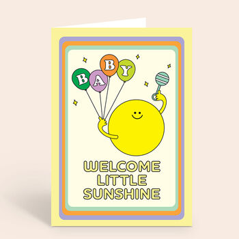 New Baby Card Cute Sunshine Pastel Newborn Card, 2 of 2
