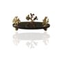 Handmade Round Black Glass Tray With Gold Coral Accents, thumbnail 2 of 2