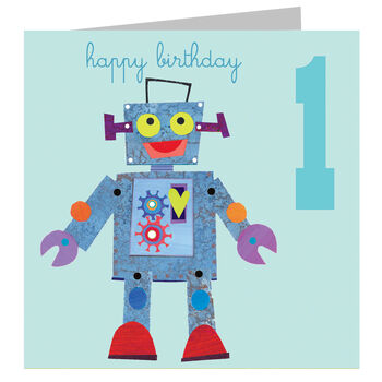 Robot Happy First Birthday Card, 2 of 4
