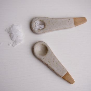Handmade White Mini Pottery Salt Or Spice Spoon, 4 of 9
