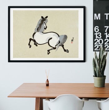 Japanese Horse Print On A Natural Background, 2 of 2
