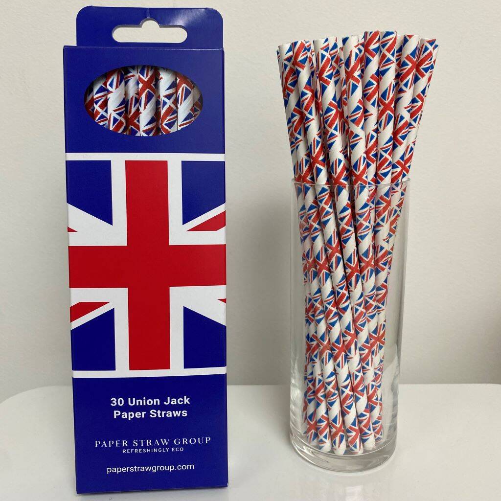 Union Jack Paper Straws Box Of 30 Straws, 1 of 4