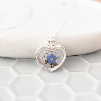 Cremation Forget Me Not Heart Locket Necklace, 2 of 4