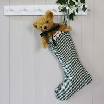 Personalised Green Check Gingham Christmas Stocking, 3 of 12