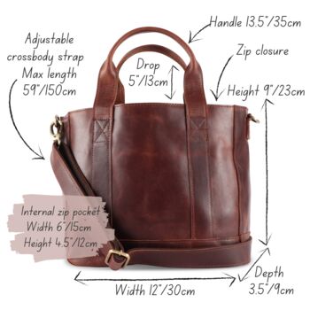 Leather Crossbody Handbag, Distressed Brown, 6 of 6