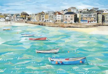 St Ives Harbour Cornwall Upcycled Paper Collage Print, 2 of 7