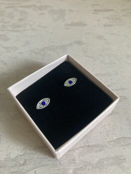 Small Silver Evil Eye Stud Earrings, 4 of 5