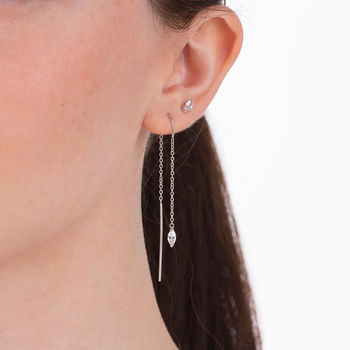 Droplet Crystal Threader Earrings, 3 of 9