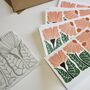 Floral Trio Linocut Notecards Set Of Eight, thumbnail 7 of 7