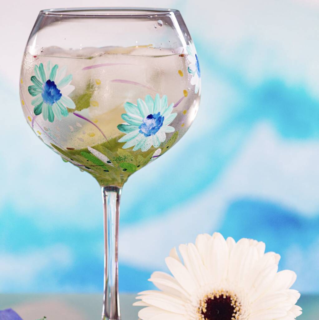 Blue Gerber Hand Painted Gin Glass By The Best Room