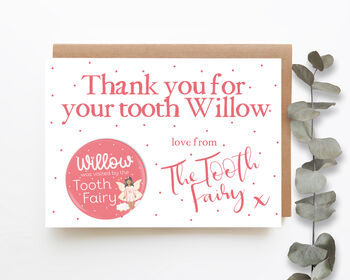 Personalised Tooth Fairy Card And Badge Orange, 3 of 4