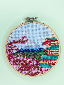 Mount Fuji Landscape Cross Stitch Kit, 2 of 7