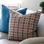 Large Orange And Blue Geometric Wool Cushion, thumbnail 1 of 4