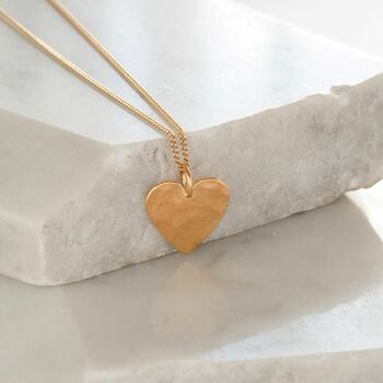 Hammered Heart Pendant Necklace Gold Vermeil, 3 of 6