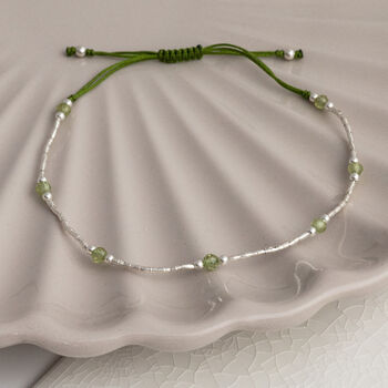 Sterling Silver Delicate Gemstone Friendship Bracelet, 7 of 12