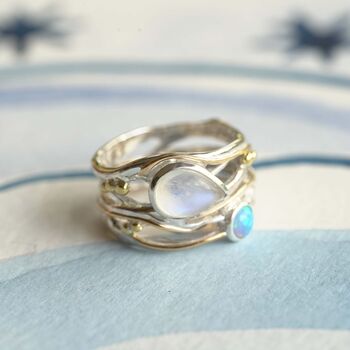 Moonstone And Fire Opal Statement Ring, 3 of 10