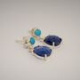 Turquoise Sapphire Silver Earrings, thumbnail 1 of 6