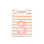 Biscuit + White Breton Striped Number/Age T Shirt Pink, thumbnail 4 of 6