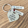 This Auntie Belongs To Heart Shaped Keyring. Swarovski Birthstones, thumbnail 2 of 8
