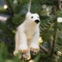 Handmade Needle Felt Polar Bear Hanging Decoration, thumbnail 2 of 3