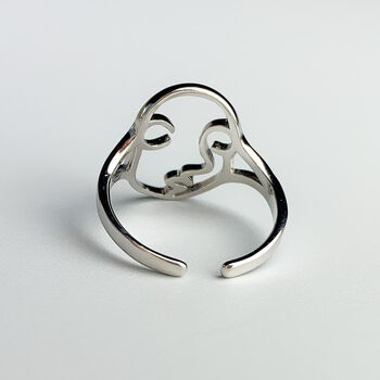 Sterling Silver Abstract Face Adjustable Ring, 4 of 5