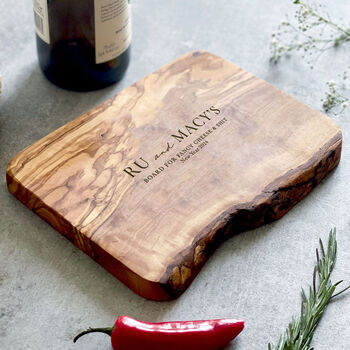 Personalised Olive Wood Platter Gift For Couples, 2 of 9