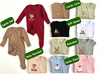Personalised Baby Zip Sleepsuit – Embroidered Baby Grow With Name – Newborn Gift In 10 Colours, 2 of 12