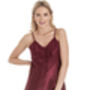 British Made Burgandy Short Satin Nightdress With Deep Lace Detail Ladies Size 8 To 28 UK, thumbnail 1 of 4